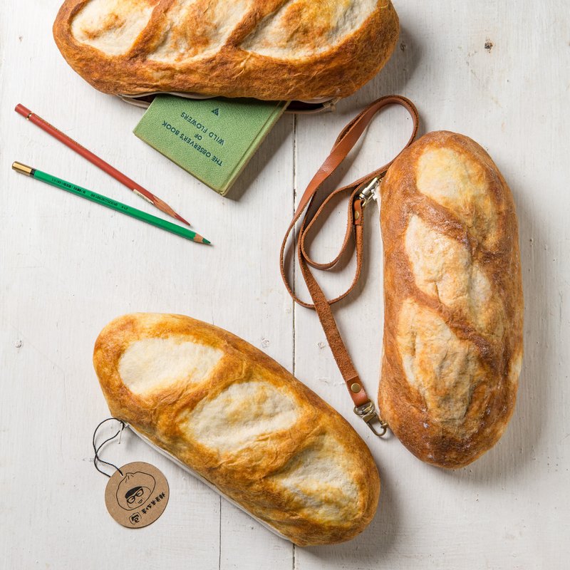 拟真法式长棍面包笔袋 - 铅笔盒/笔袋 - 羊毛 橘色