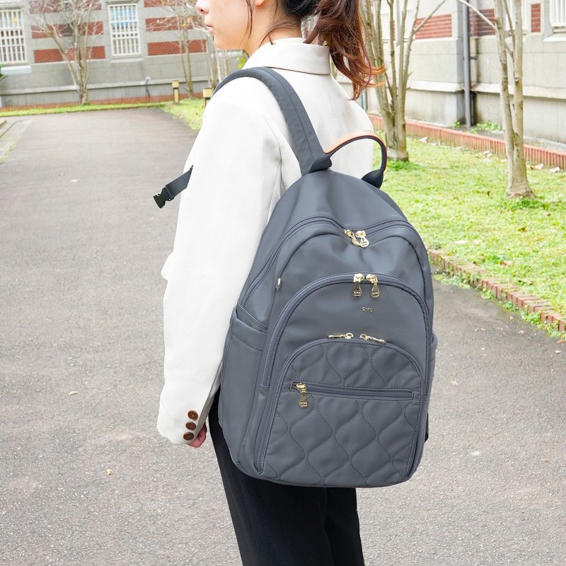 纤美大容量旅行休闲后背包23420(莫兰迪灰) - 后背包/双肩包 - 尼龙 灰色