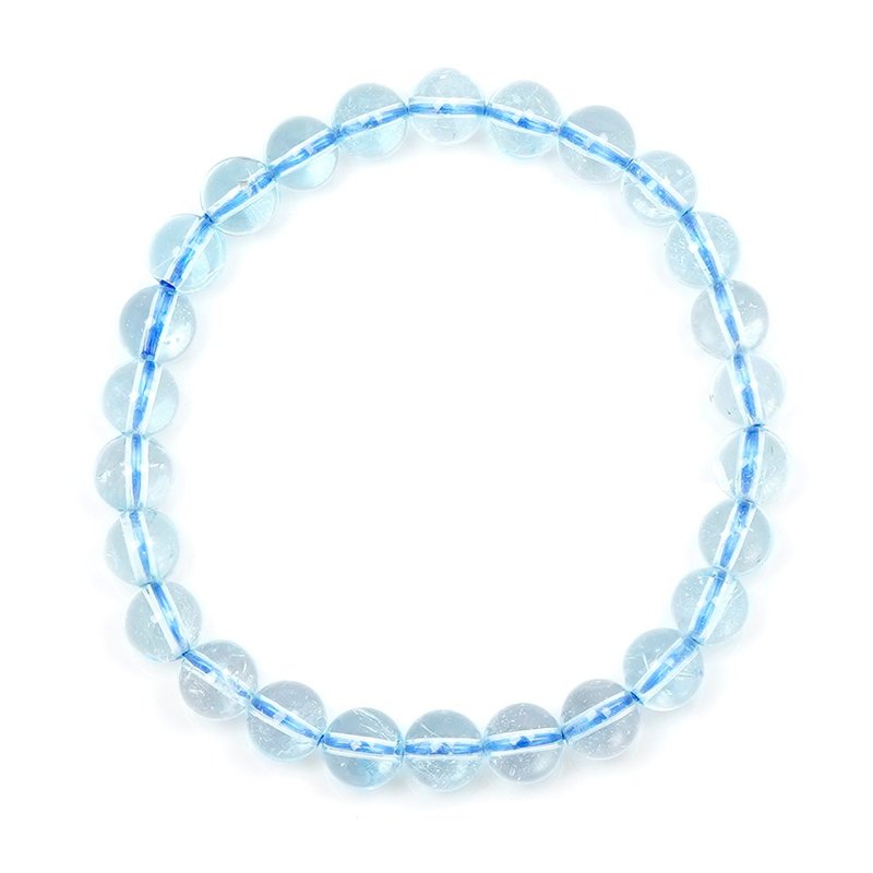 【正佳珠宝】托帕石 顶级天空蓝 6.8-7.3mm 托帕石手珠 - 手链/手环 - 半宝石 多色