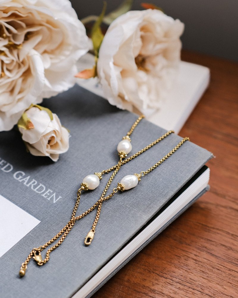 经典珍珠手链 淡水珍珠 巴洛克珍珠 珍珠手链 - 手链/手环 - 铜/黄铜 金色