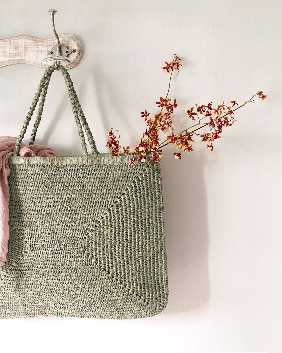 拉菲草手提袋 烟灰绿 / Raffia tote bag / sac en raphia - 手提包/手提袋 - 其他材质 卡其色