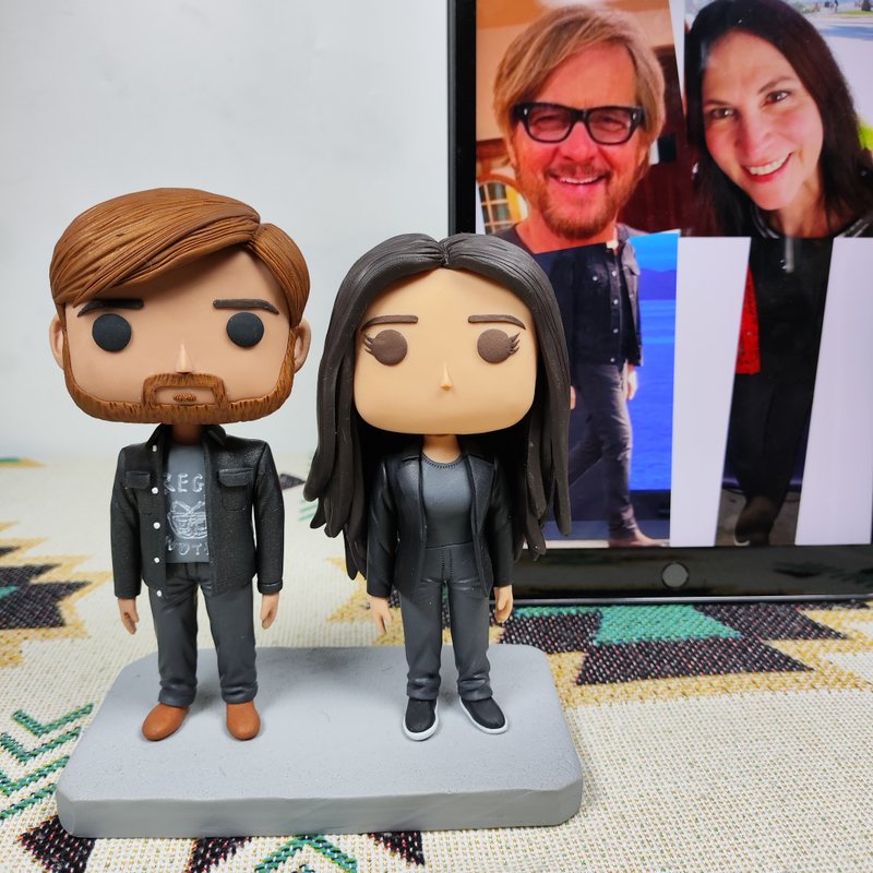 纯手工定制美国Funko Pop 自画像公仔情侣父母夫妻结婚周年礼物 - 玩偶/公仔 - 粘土 多色