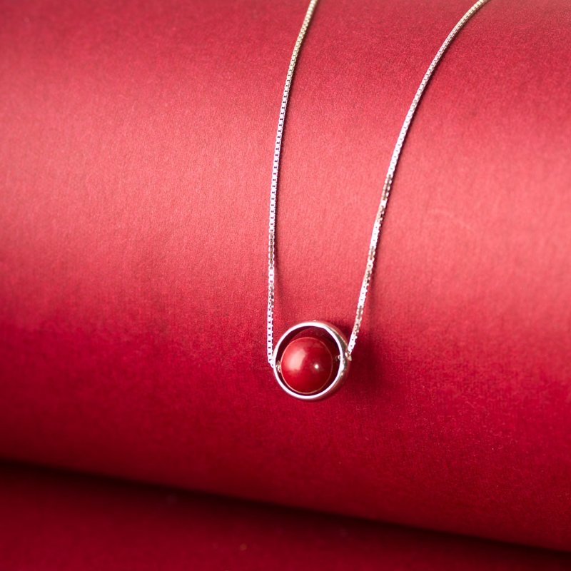 紫金砂朱砂8mm项链 | 辟邪防小人新年礼物化太岁 - 项链 - 宝石 红色