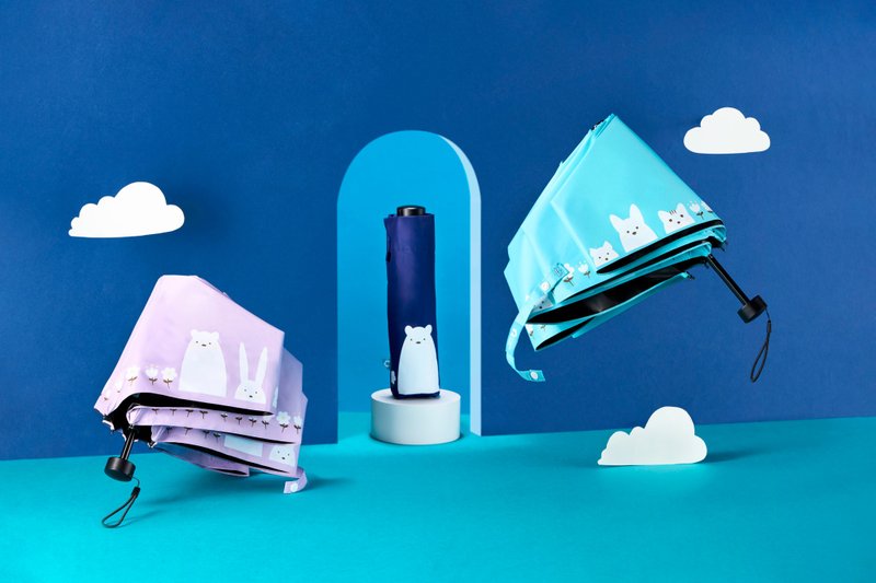 小白动物园三折伞|轻量210g|21寸|台湾福懋伞布(防晒/防风) - 雨伞/雨衣 - 防水材质 多色