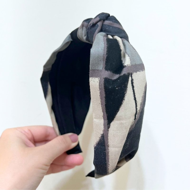 北欧风质感棉麻 高弹力 扭结发箍 少量制作 手作发箍 - 发带/发箍 - 棉．麻 黑色