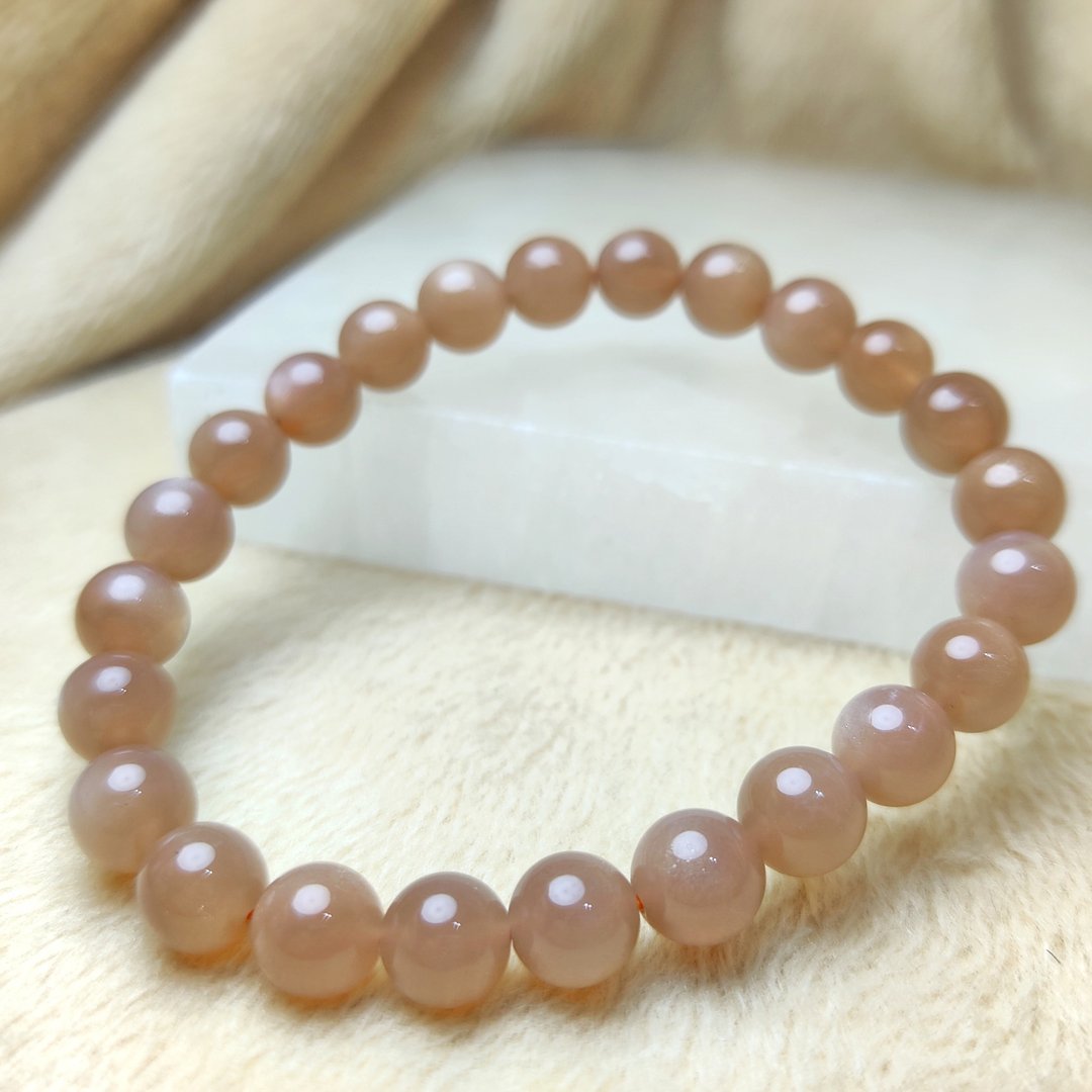 橙月光石 Moonstone 手串 手链 天然水晶 水晶手链 8mm - 9mm - 手链/手环 - 玉石 