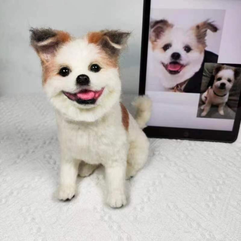 定制 逼真犬 毛孩 宠物 柯基 羊毛毡 娃娃 似颜绘 纪念 狗狗 ?6 - 玩具 - 羊毛 多色