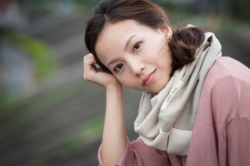 杏色 成人围脖 微寒冬季厚款 保加利亚纯棉纺织布料 / 围巾 - 围巾/披肩 - 棉 卡其色