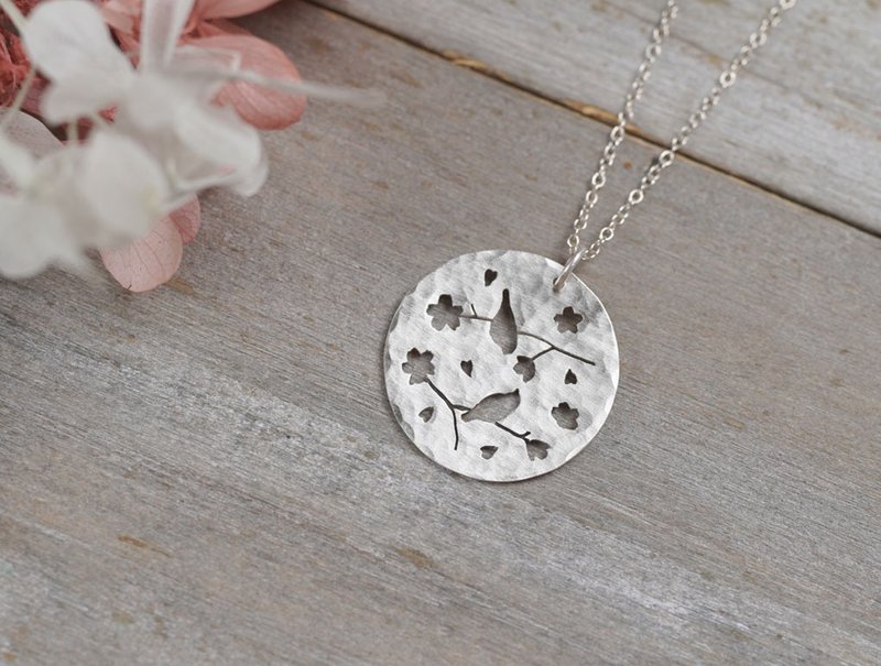 ni.kou 纯银 绿绣眼 樱花 项链 - 项链 - 其他金属 