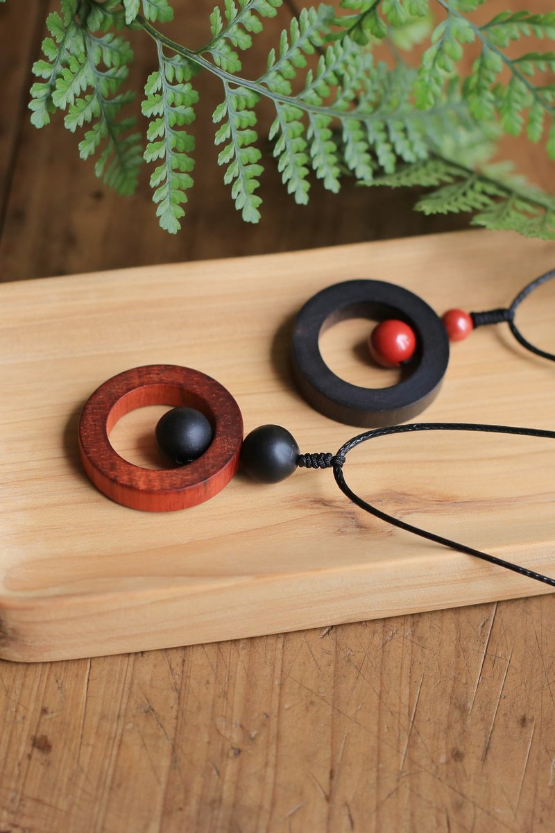 壹染指原创 | 黑檀 紫光檀 | 吊坠项链 | 蜡绳 原木 - 项链 - 木头 