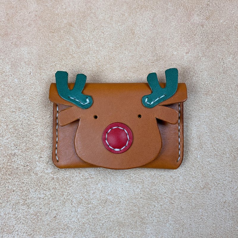 麋鹿-零钱包-卡夹-台湾动物造型-真皮植鞣 - 皮夹/钱包 - 真皮 咖啡色