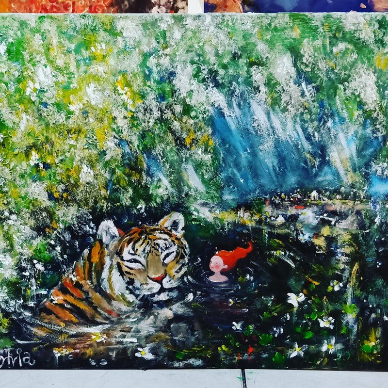 油画虎 - 海报/装饰画/版画 - 棉．麻 黑色