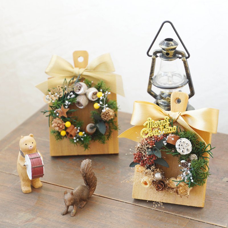 【圣诞礼物】 圣诞迷你永生花圈 挂饰(可挂可站) - 干燥花/捧花 - 植物．花 