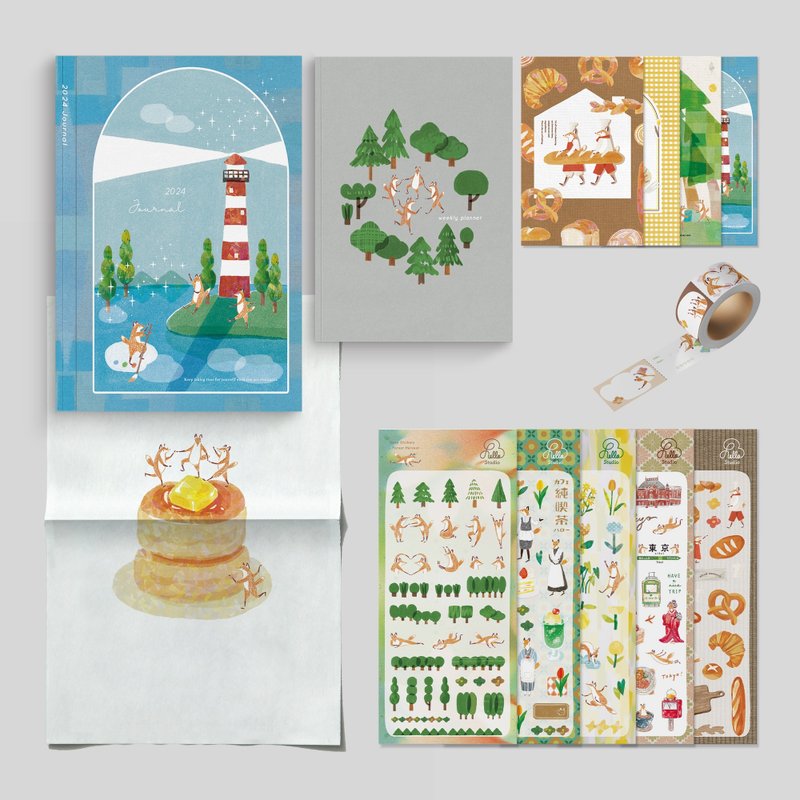 【PINKOI限定早鸟优惠组】2024 狐吉小狐狸手帐大套组 - 笔记本/手帐 - 纸 