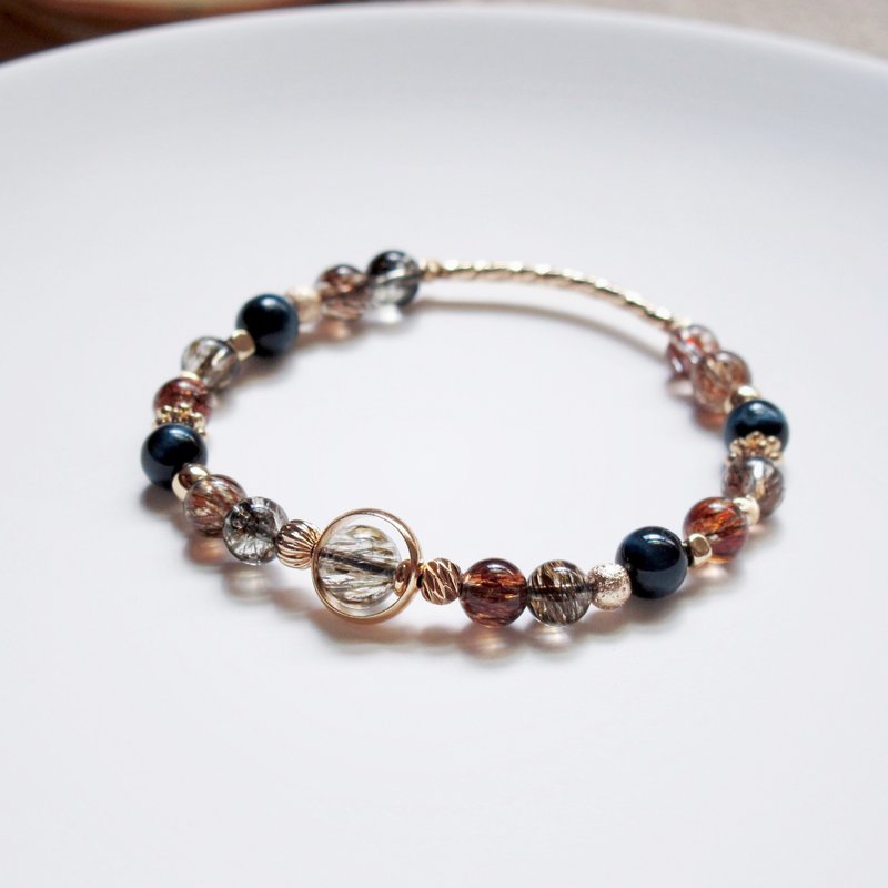 安稳情绪 ∣ 净体黑金超七 蓝虎眼石 招财好人缘 手链 - 手链/手环 - 半宝石 咖啡色