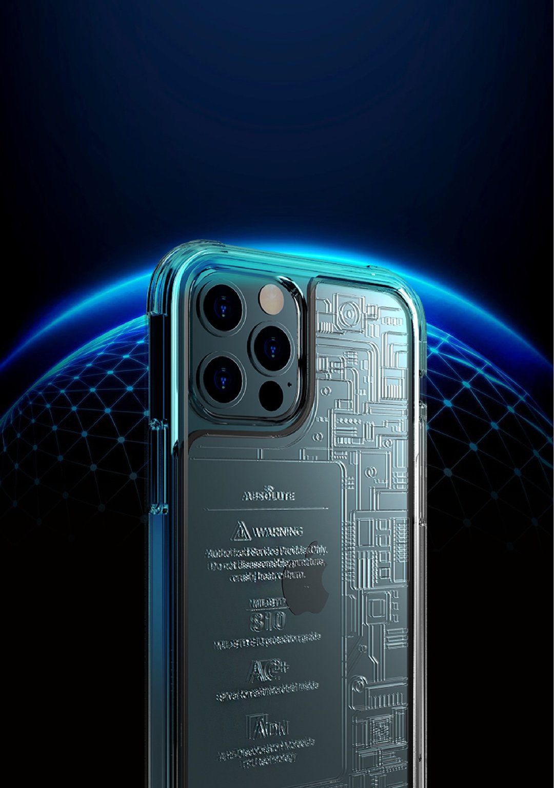 LINKASEAIR 防摔抗菌蚀刻玻璃壳 iPhone12 Pro Max 6.7寸 电路板 - 手机壳/手机套 - 玻璃 透明