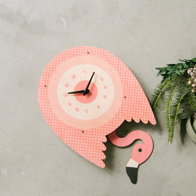 modern moose-3D时钟 摆钟-佛朗明哥-鹤图样 - 时钟/闹钟 - 木头 黑色