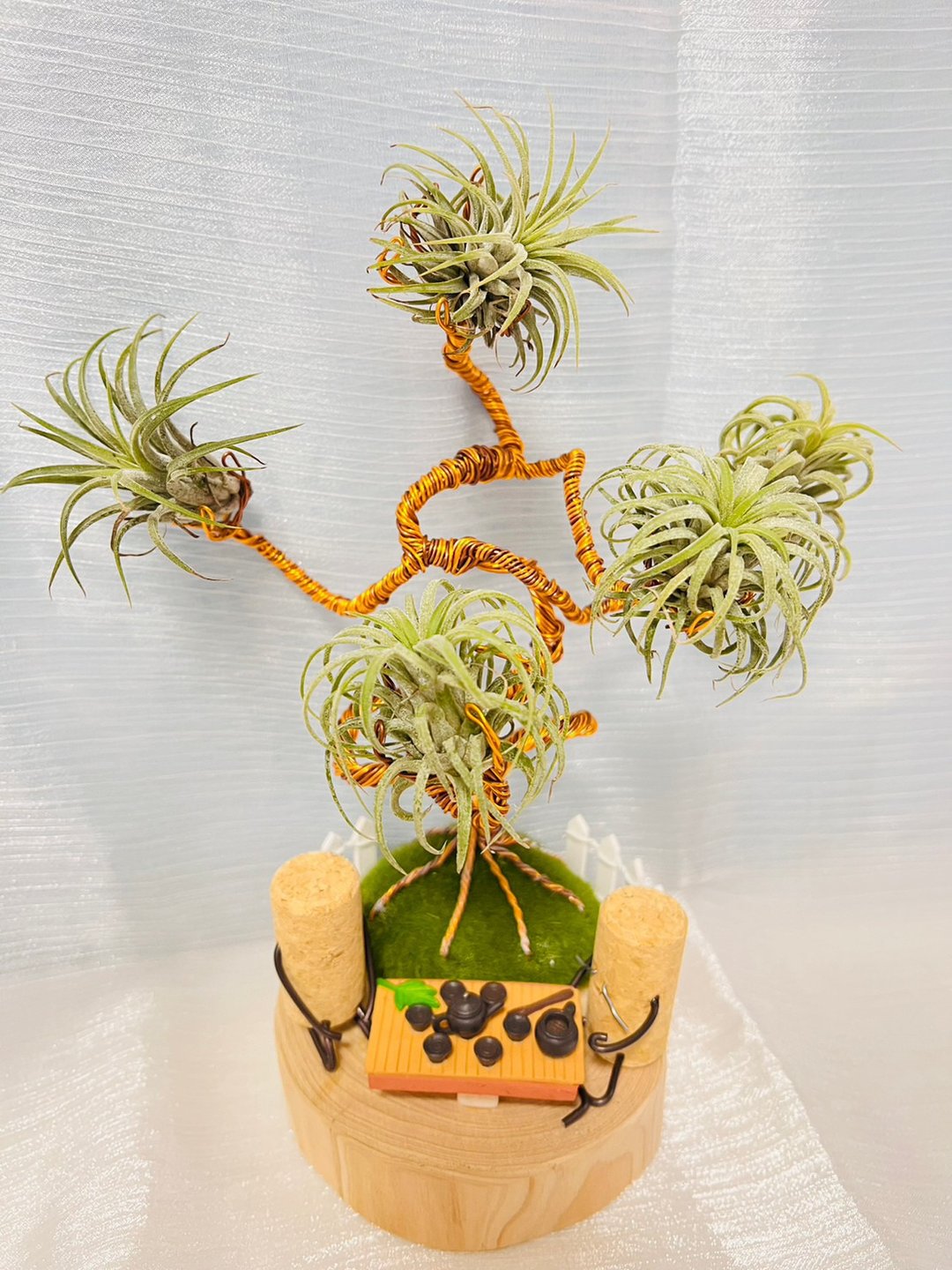 创意空凤架  树下泡茶款 办公室 桌上展示架 - 植栽/盆栽 - 木头 咖啡色