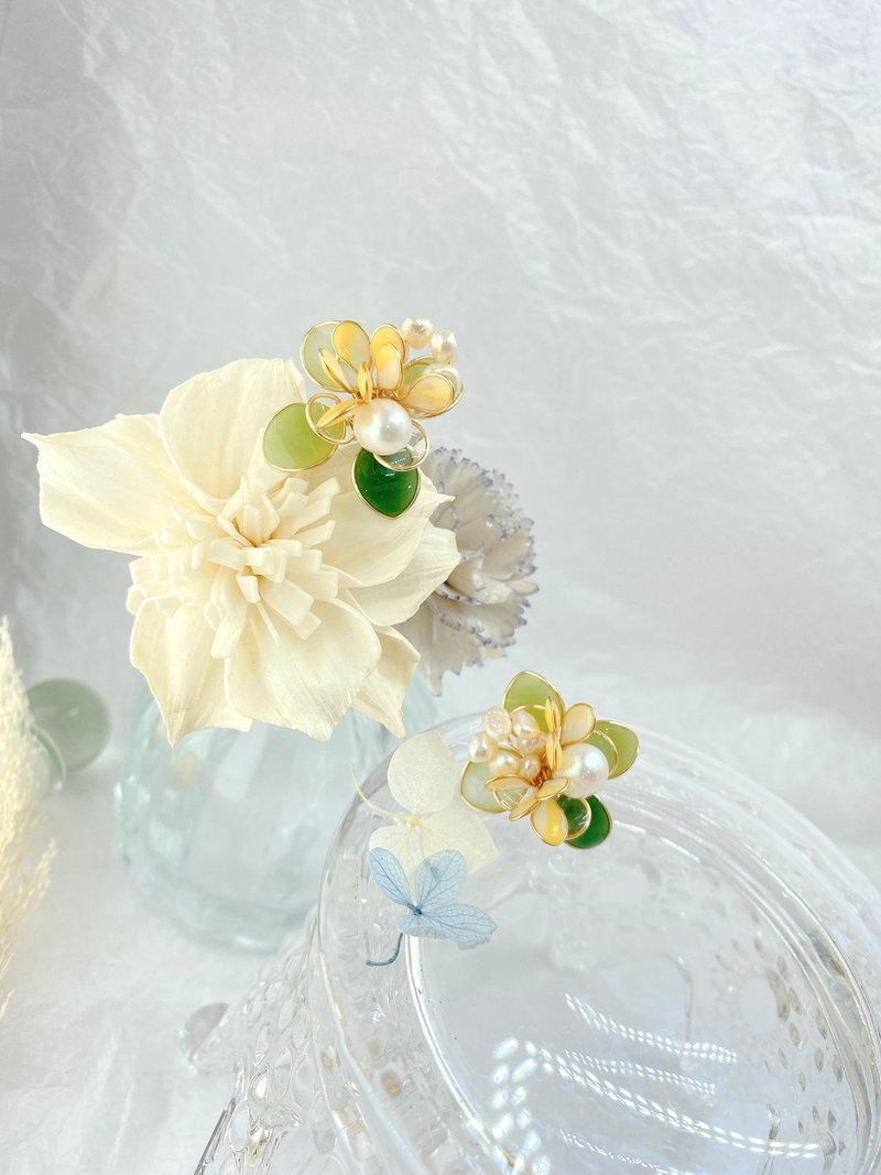 【贴耳花球耳环】UV胶树脂 手作体验课程  【一人即可开课】 - 金工/饰品 - 树脂 