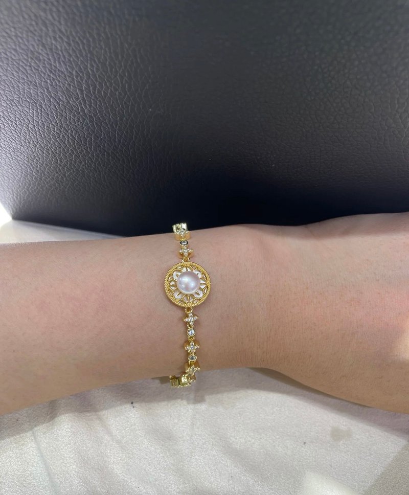 YuanPearl天然極光珍珠意大利式羅盤式設計珍珠手鍊 - 手链/手环 - 珍珠 