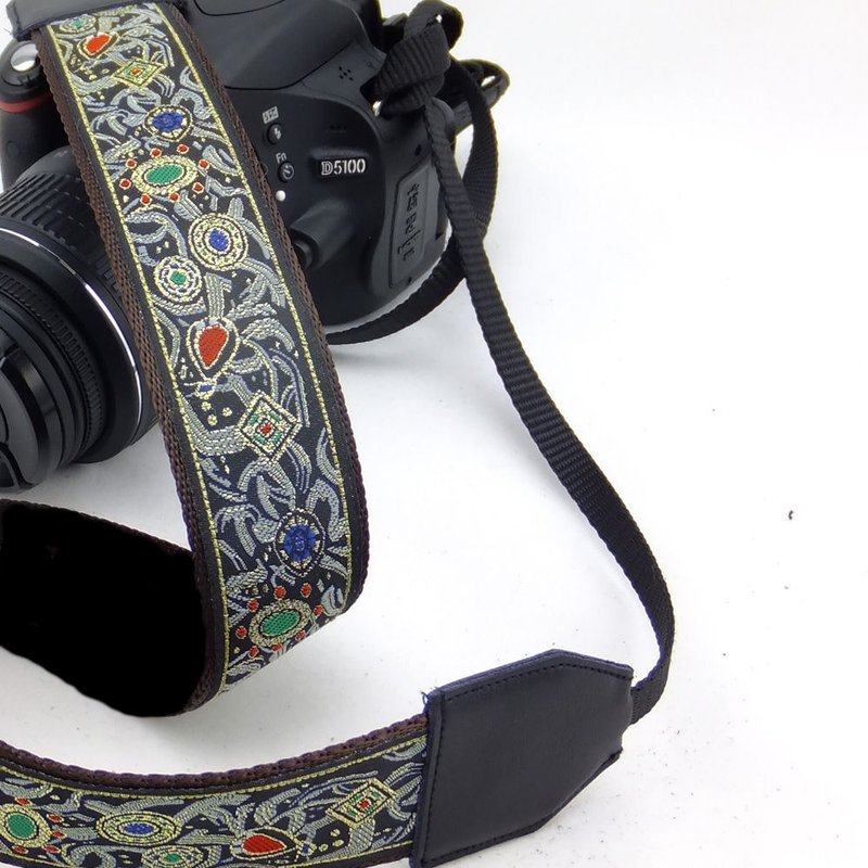 客制礼物 可绣名字 刻字相机肩带 背带 真皮  摄影师 生日礼物032 - 相机背带/脚架 - 真皮 黑色