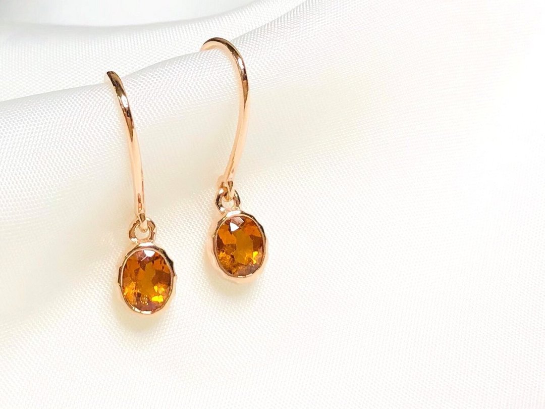 【茉莉亚缇 Moriarty Jewelry】14K 玫瑰金 碧玺(电气石)耳环 - 耳环/耳夹 - 贵金属 