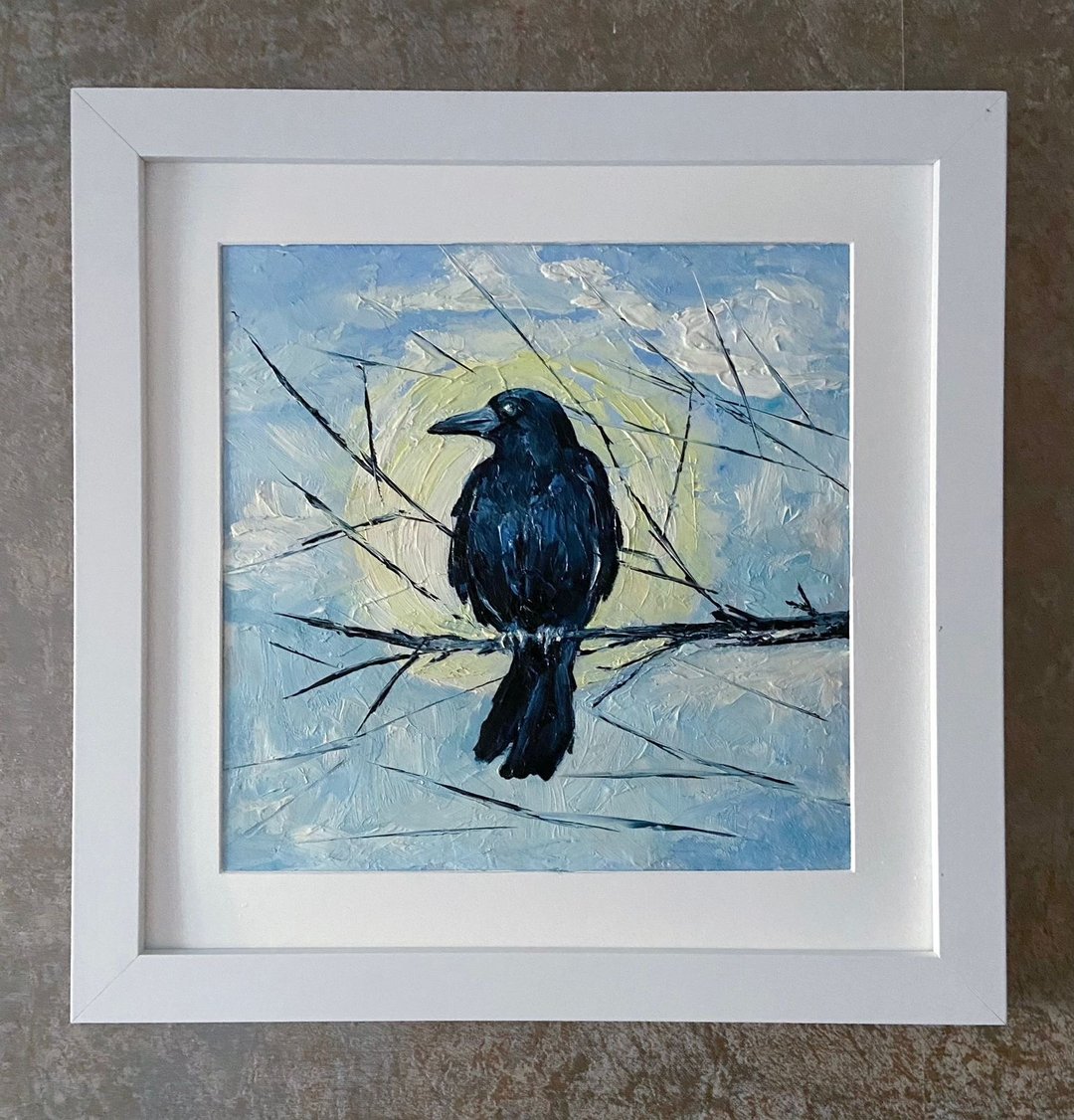 立即购买。 其中的一种。 黑乌鸦 (raven) 是纸板上的原始油画。 - 墙贴/壁贴 - 其他金属 透明