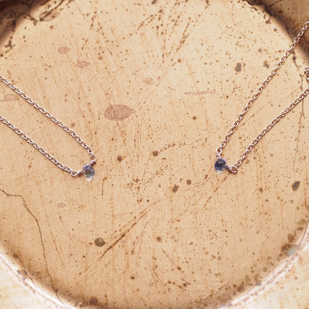 14KGF 天然 蓝宝石 锡兰产 迷你宝石 颈链 Sapphire Choker - 颈链 - 宝石 绿色