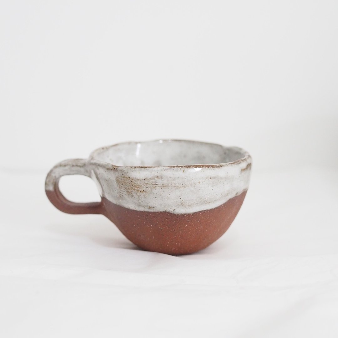 手捏赤土陶瓷粉引茶杯 - 茶具/茶杯 - 瓷 咖啡色