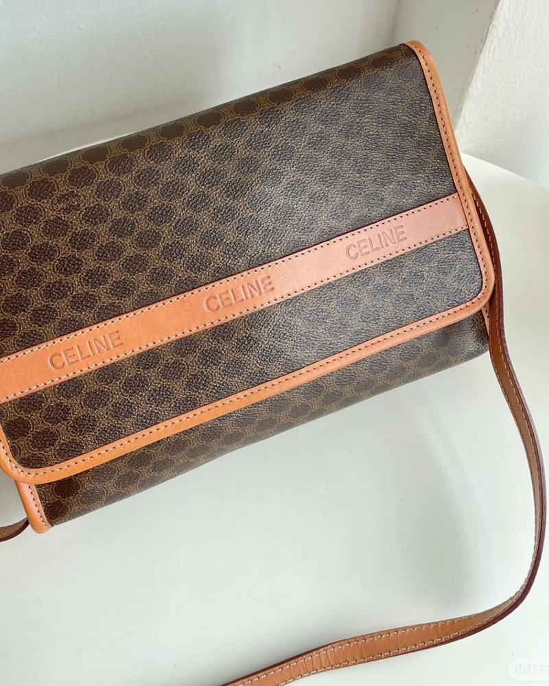 气质秋日女神古董Céline 凯旋门肩背信封包 法式东洋风 - 侧背包/斜挎包 - 真皮 咖啡色