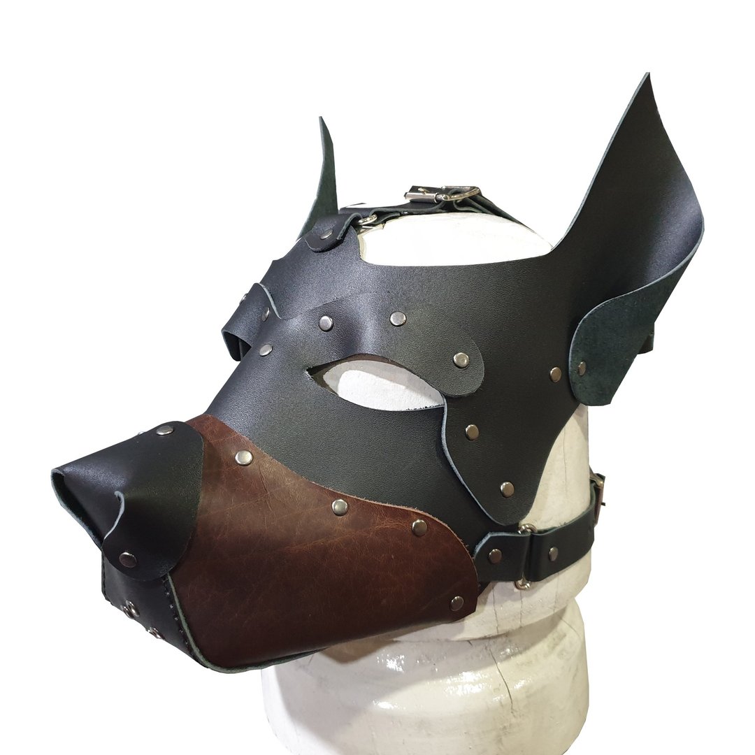 Leather Bondage Dog Mask - 口罩 - 真皮 黑色