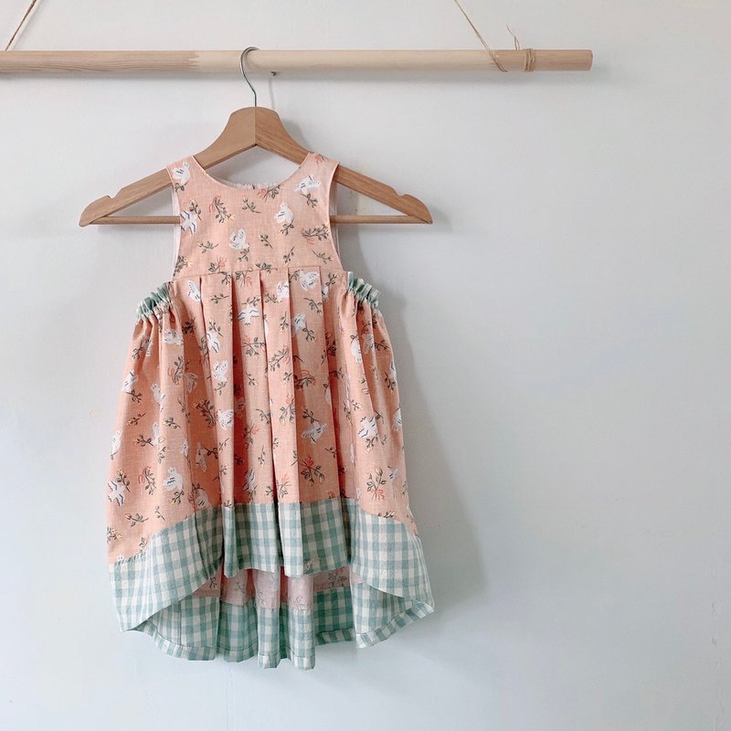 岛森家  / 背心单向褶裙 / 维也纳森林的故事 - 童装裙 - 棉．麻 橘色