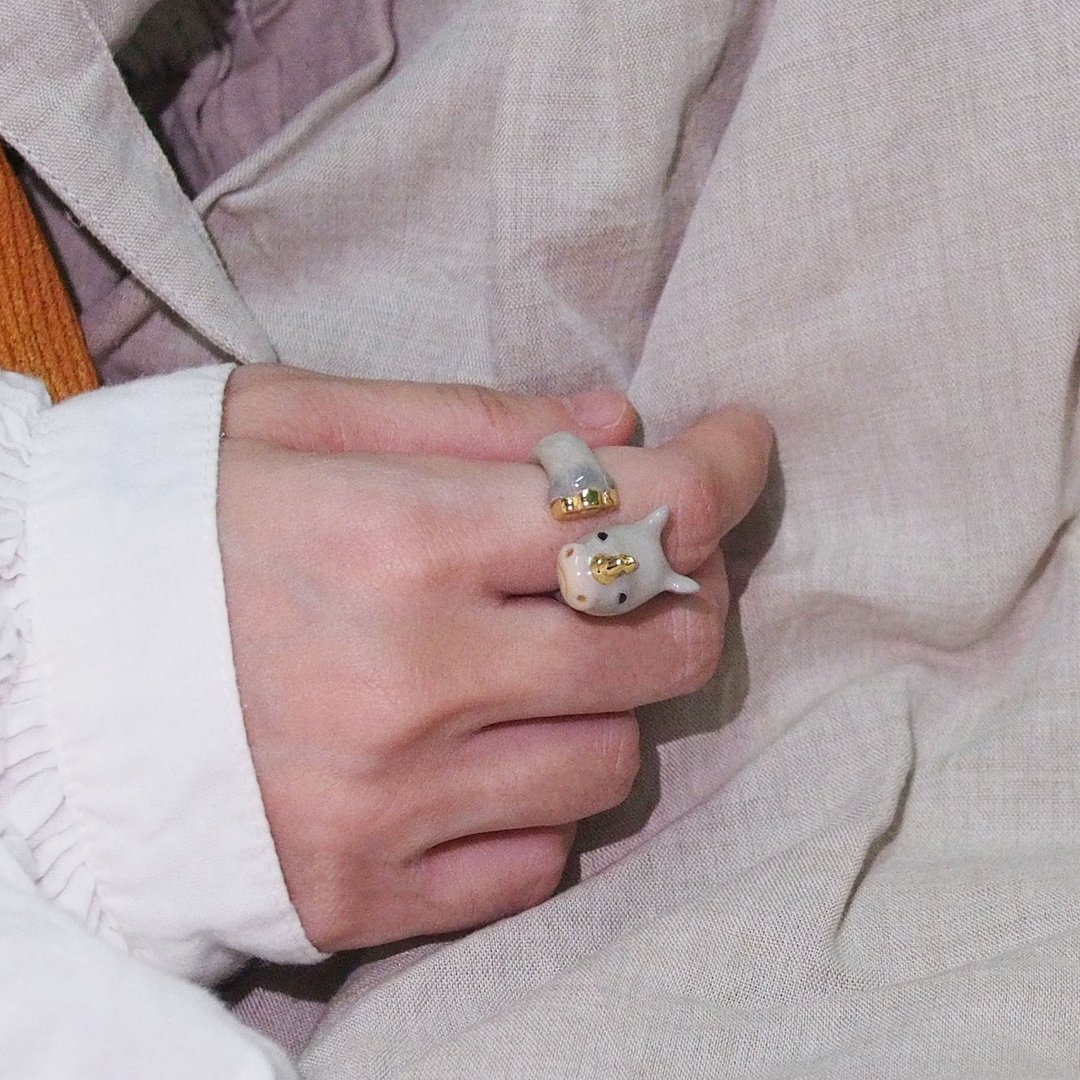 Rhino Hugging Ring - 戒指 - 铜/黄铜 灰色