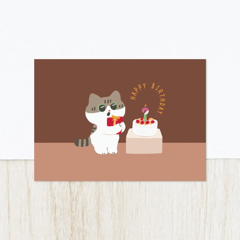 森蕗插画 永远宝宝款 可爱猫咪生日卡片 双面明信片 生日快乐 - 卡片/明信片 - 纸 