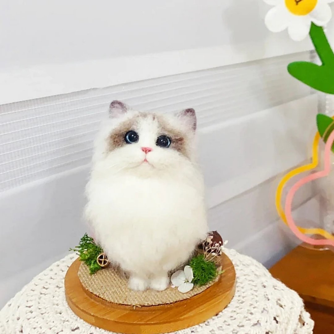 定制化礼物 逼真猫猫 羊毛毡 毛孩 宠物 娃娃 猫咪猫奴 似颜绘 b9 - 玩具 - 羊毛 多色