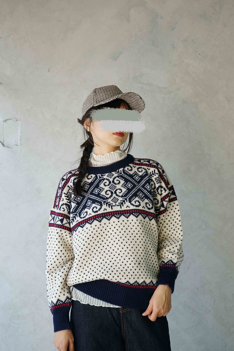 寻宝古着-北欧DALE OF NORWAY白色雪花粗针织挪威毛衣 - 女装针织衫/毛衣 - 羊毛 白色