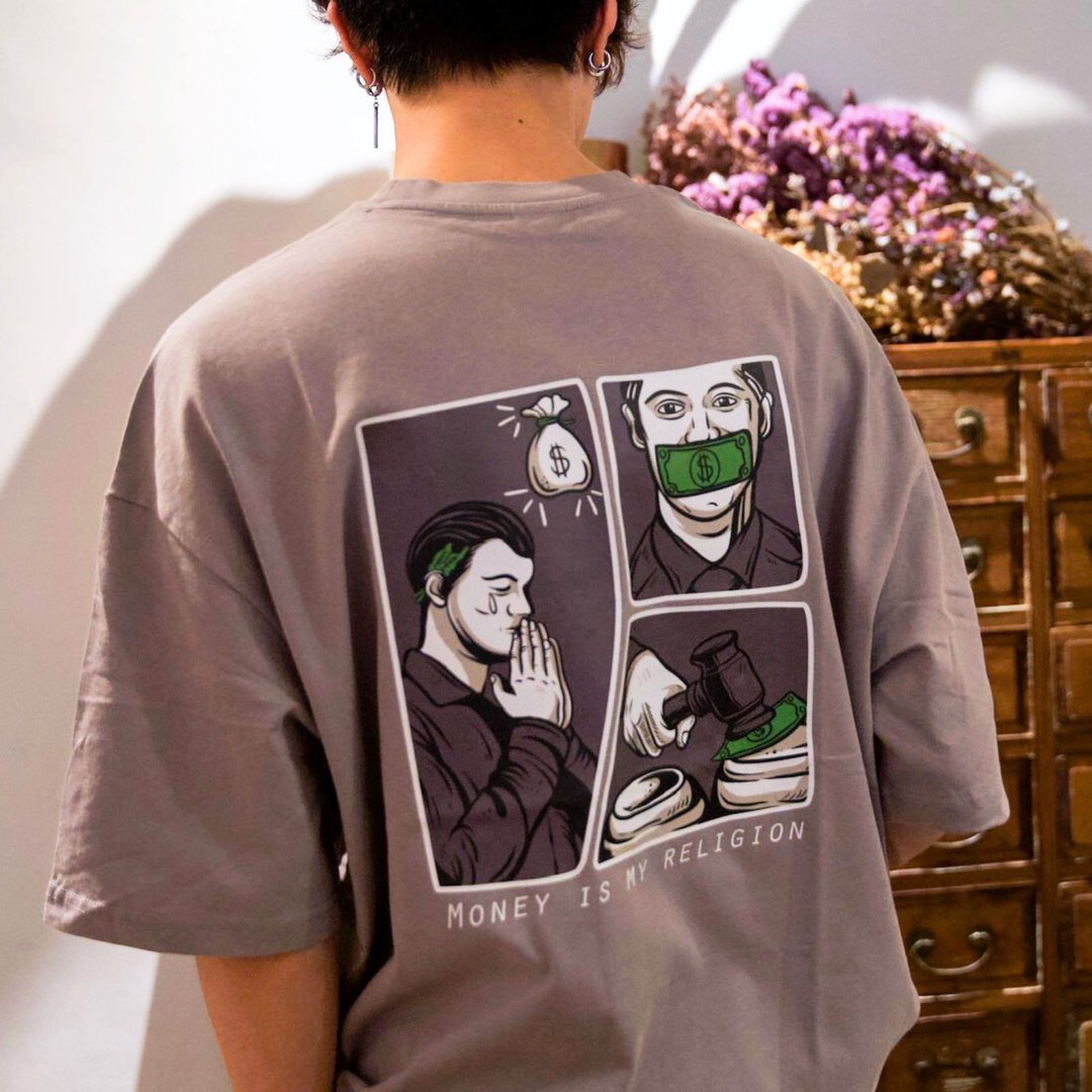 【CREEPS】Money Religion 宽松重磅印花T恤 210g - 男装上衣/T 恤 - 棉 多色