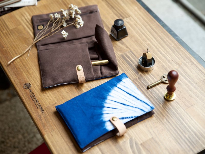 四入蓝染侧翻钢笔袋 - 铅笔盒/笔袋 - 棉．麻 蓝色