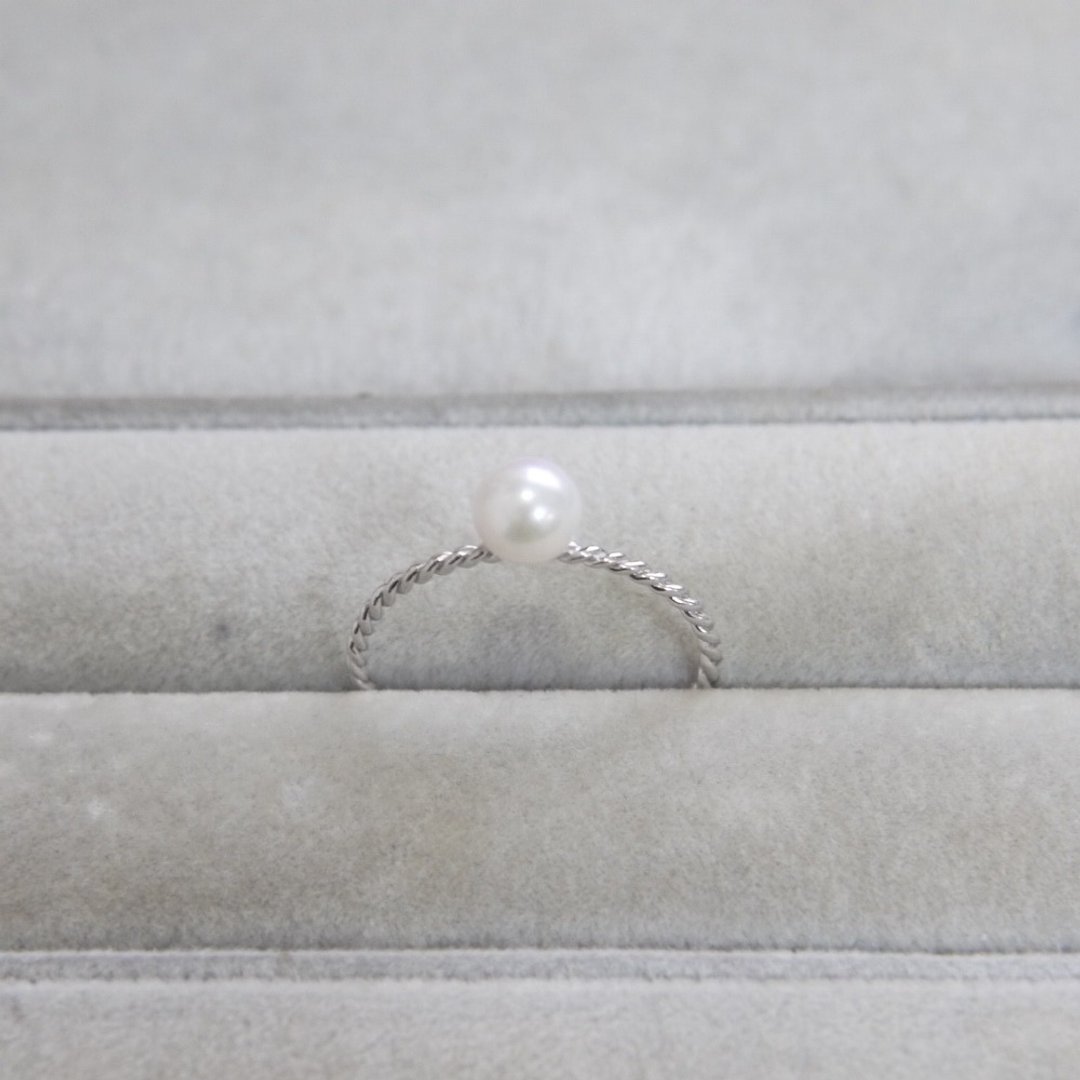 Made-to-Order K18 Single Pearl Ring Simple Metal Torsion Design K18YG/K18PG/K18W - 戒指 - 珍珠 多色