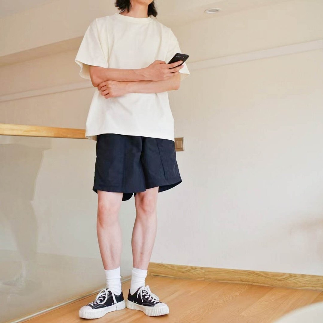 oversize宽版落肩重磅320g中性短袖T / 简约 / 情侣 / 素色 - 男装上衣/T 恤 - 棉 白色