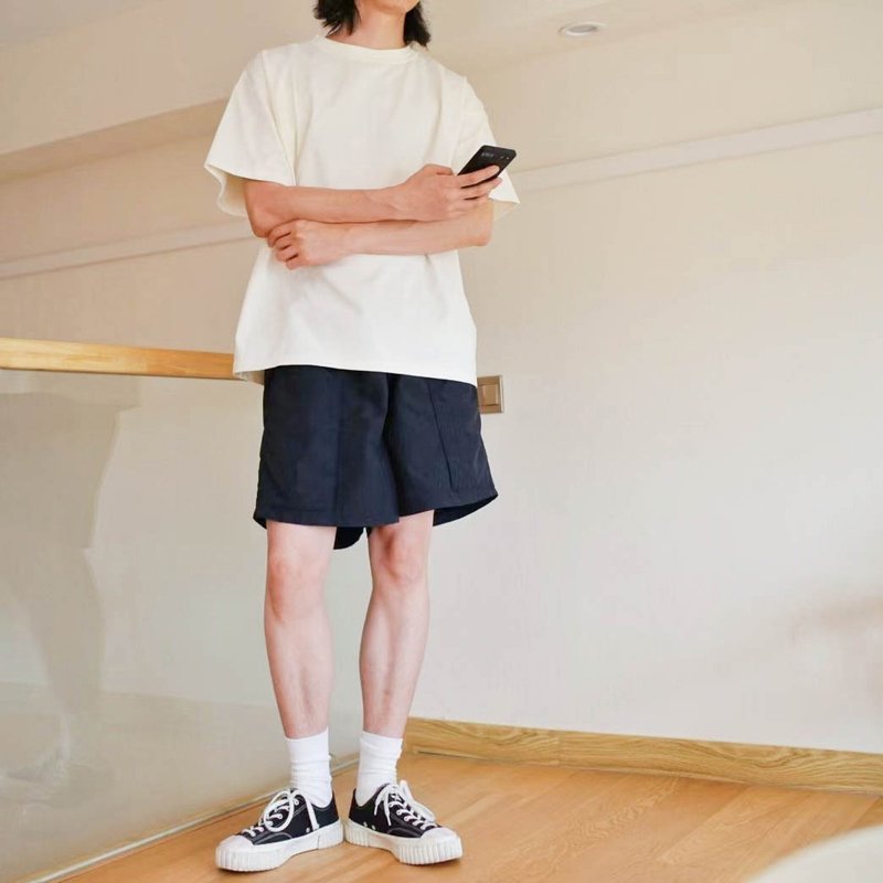 oversize宽版落肩重磅320g中性短袖T / 简约 / 情侣 / 素色 - 男装上衣/T 恤 - 棉．麻 白色