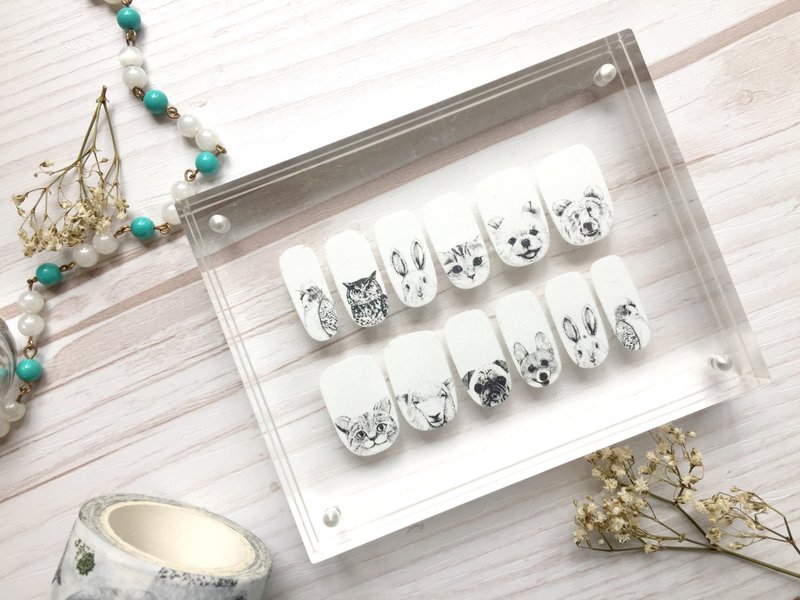 adc 动物 指甲贴 - 纹身贴 - 塑料 白色