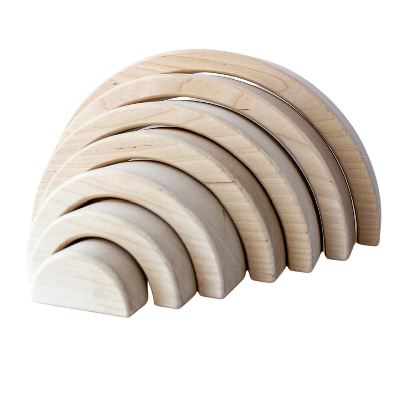 Wooden rainbow stacker toy - educational waldorf large eco toy for toddler - 玩具/玩偶 - 木头 白色