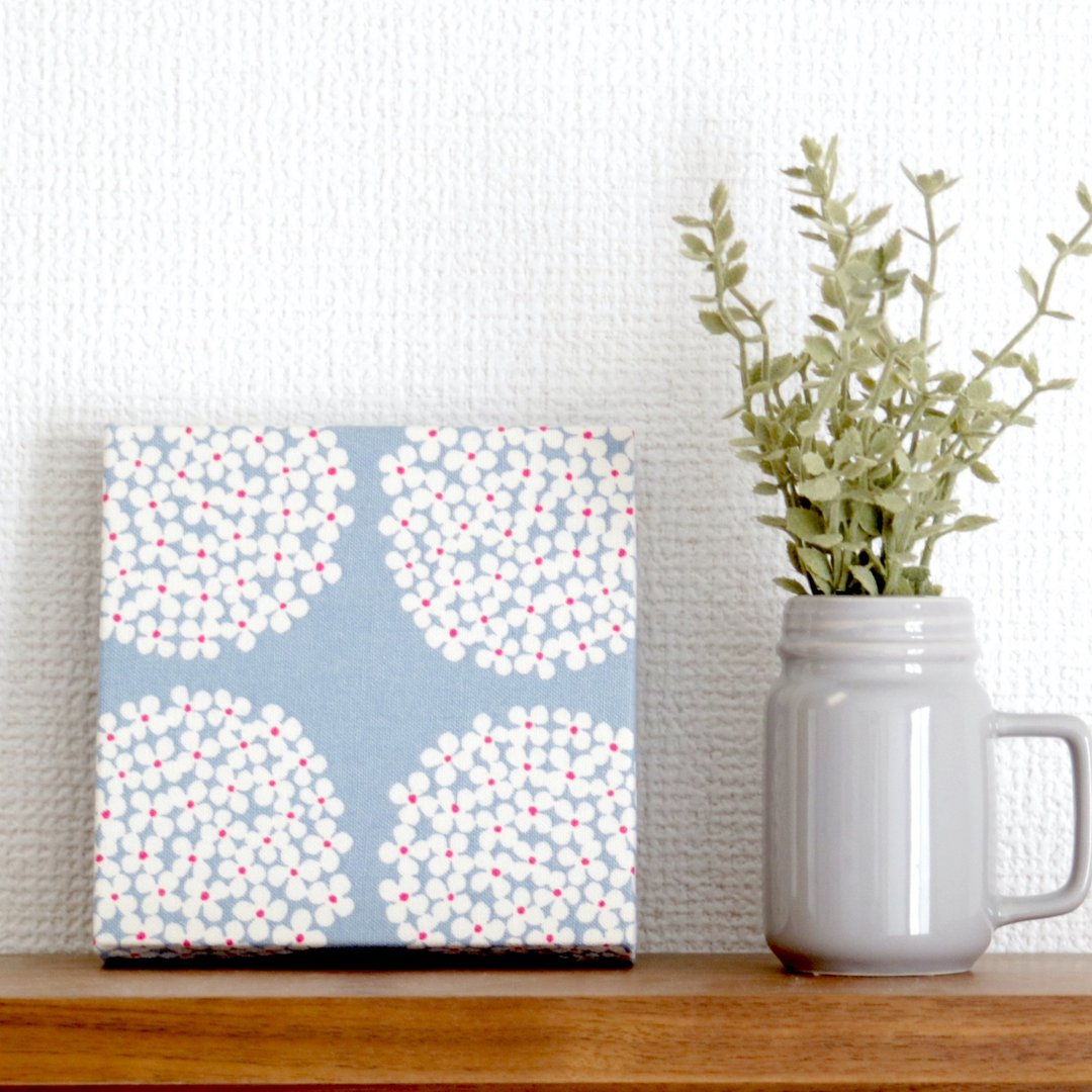 12x12cm Fabric Panel [Flower Circle Sax Blue] - 墙贴/壁贴 - 棉 蓝色