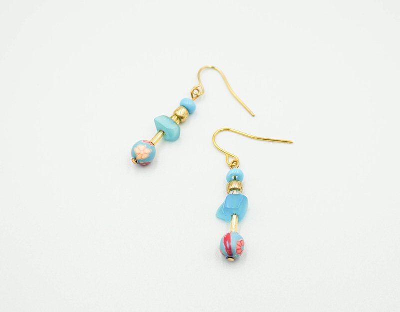 手工幸运耳环 | 彩糖派对(一对) - 耳环/耳夹 - 玻璃 蓝色