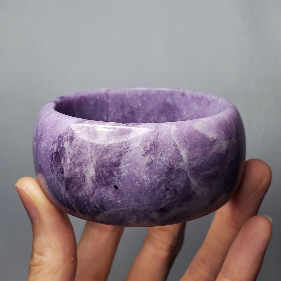 珍稀 紫云母碧玺 共生 紫罗兰 招财 高我 宽手镯 20cm 单品 礼物 - 手链/手环 - 宝石 紫色