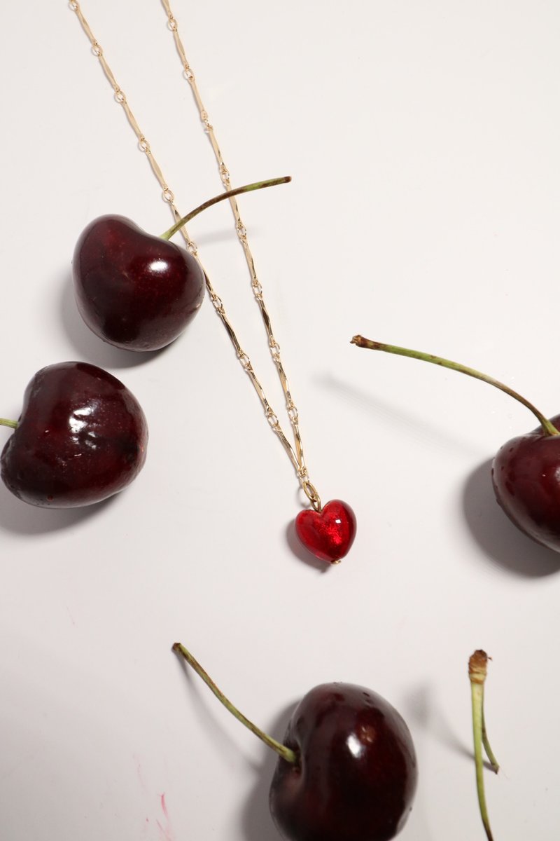 Scarlet Romance 欧洲手工制琉璃爱心项链・圣诞礼盒・定制化礼物 - 项链 - 半宝石 金色