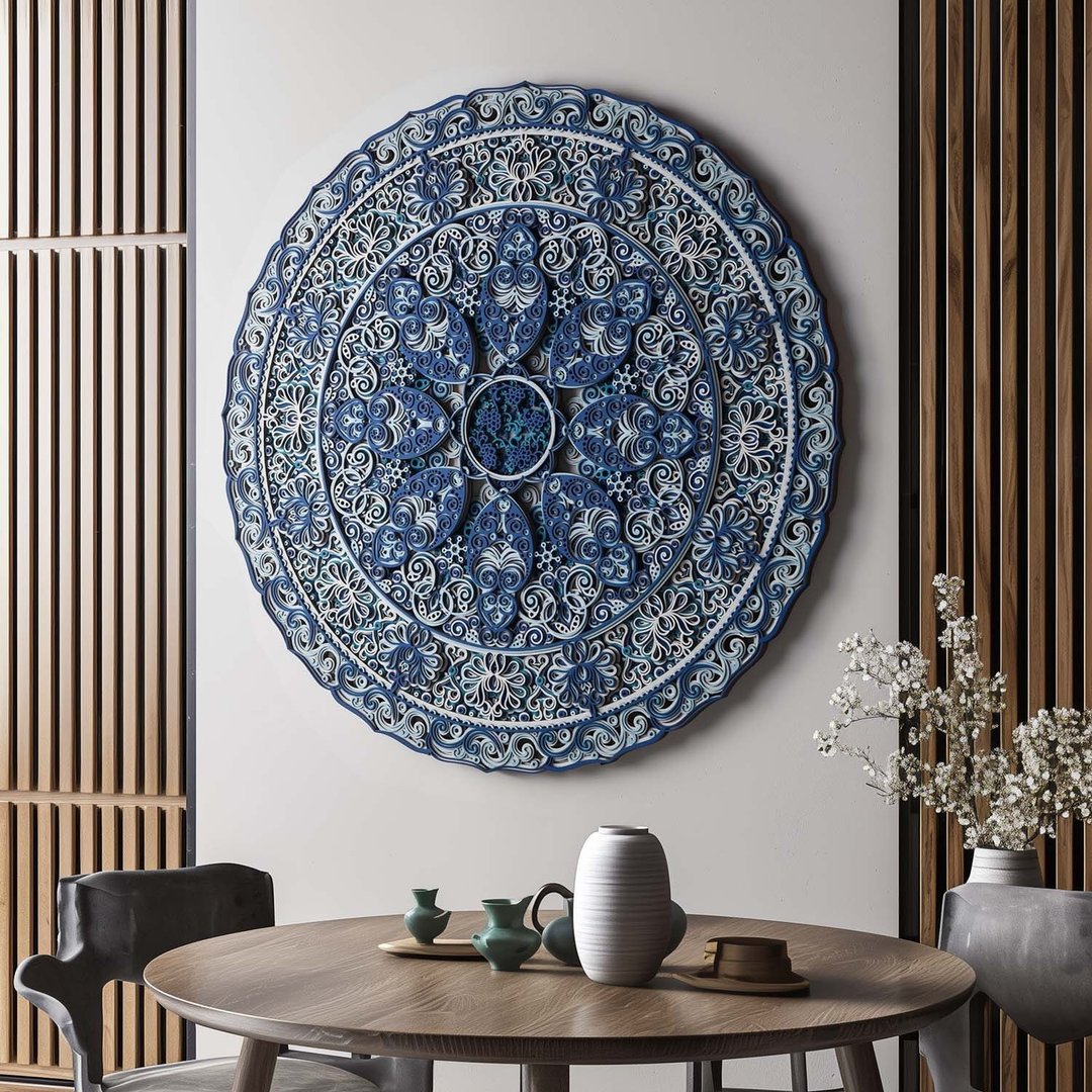如花盛开|圆形客厅艺术挂画餐厅挂画新款轻奢高级立体画 - 海报/装饰画/版画 - 木头 
