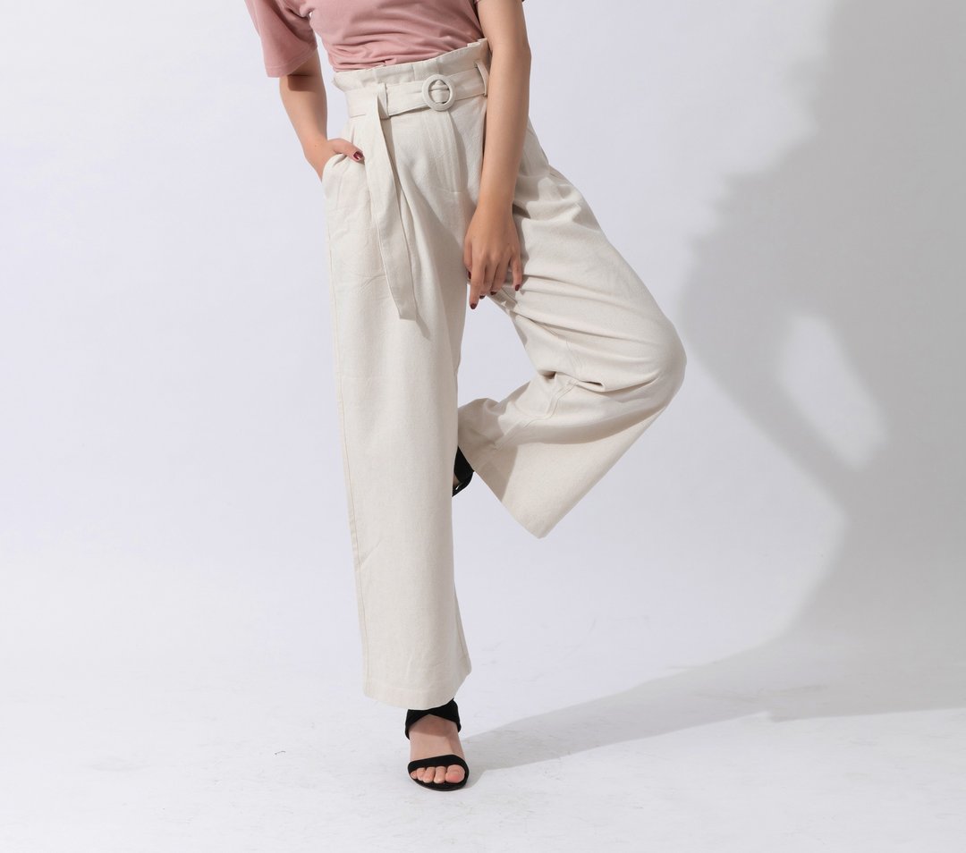 【joliememe】哲学问宽版长裤Erudite Way Wide-Leg Pants - 女装长裤 - 棉．麻 白色