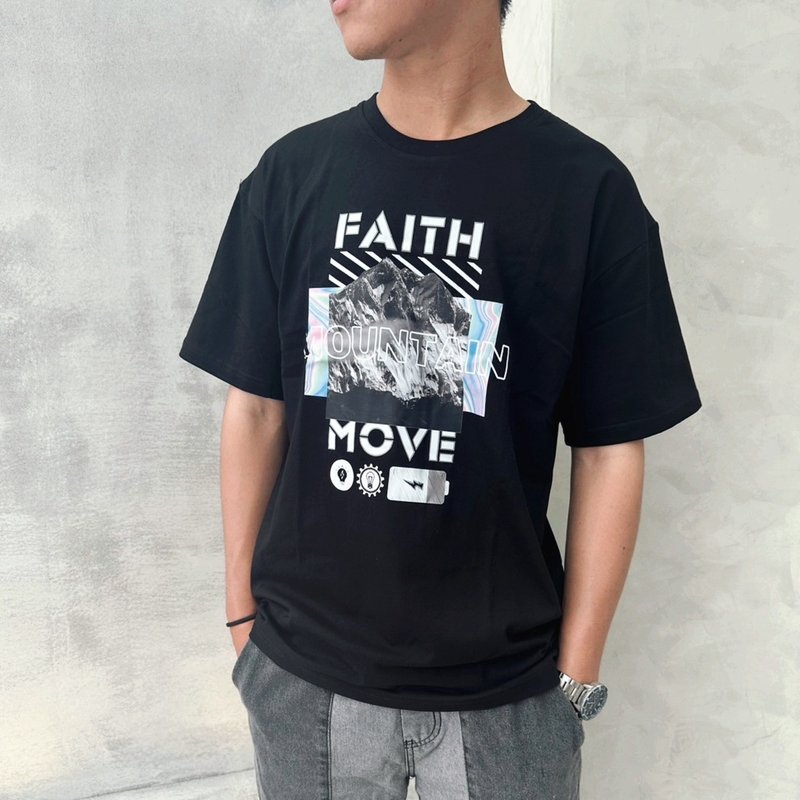 Faith信能移山潮流福音男女落肩款纯棉上衣T-shirt/信仰/基督 - 男装上衣/T 恤 - 棉．麻 